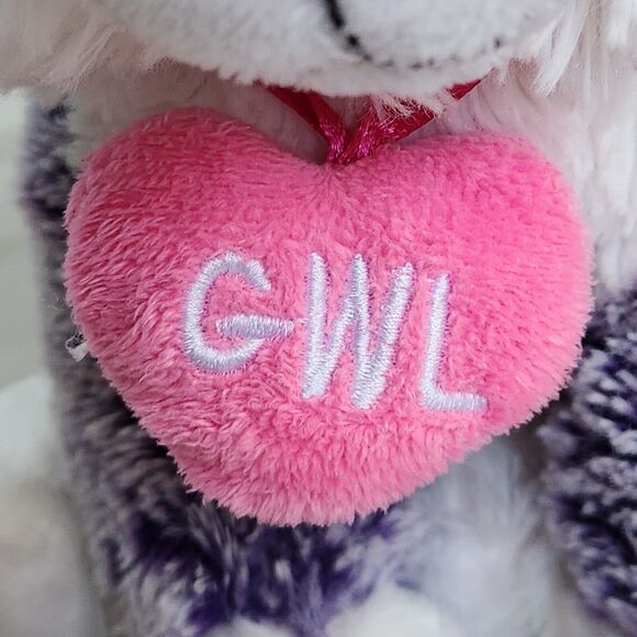 Fiesta Great Wolf Lodge Plush Purple & White Fuzzy Wolf Dog 9" - Picture 5 of 12